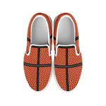 Basketball Ball Texture Print White Slip On Shoes