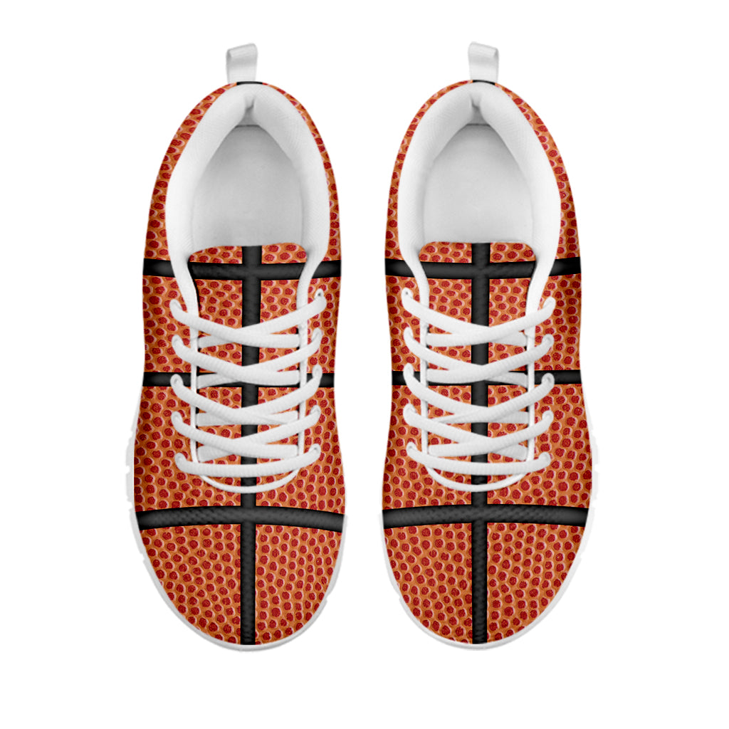 Basketball Ball Texture Print White Sneakers