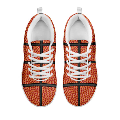 Basketball Ball Texture Print White Sneakers