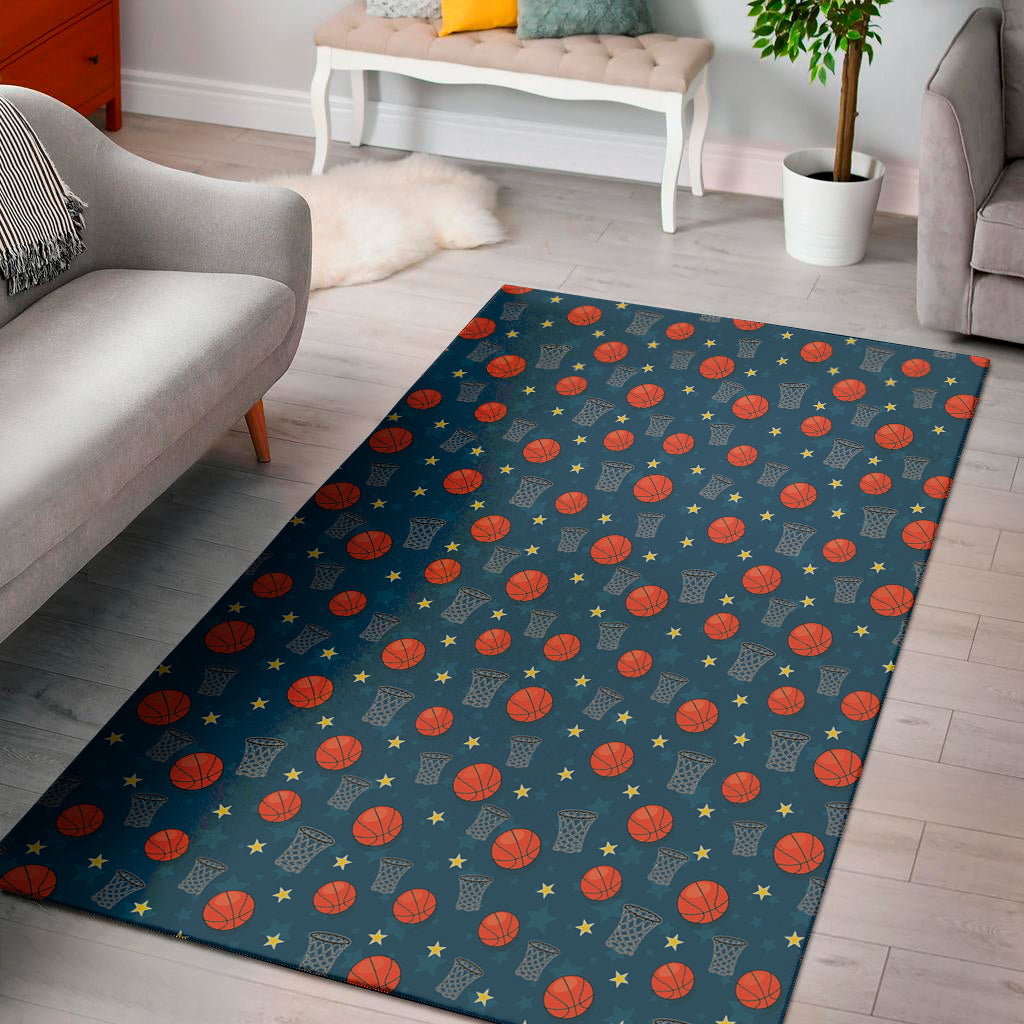 Basketball Theme Pattern Print Area Rug