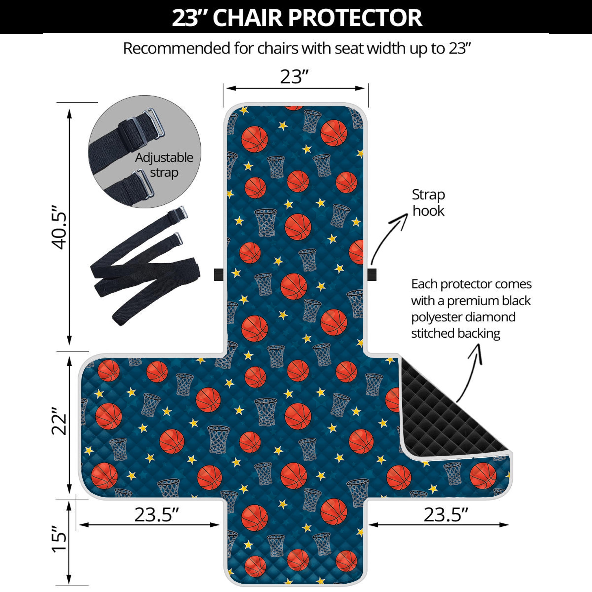 Basketball Theme Pattern Print Armchair Protector