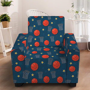 Basketball Theme Pattern Print Armchair Slipcover