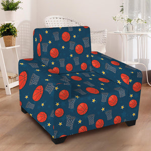 Basketball Theme Pattern Print Armchair Slipcover