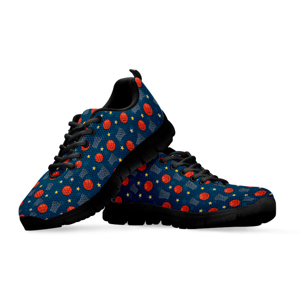 Basketball Theme Pattern Print Black Sneakers