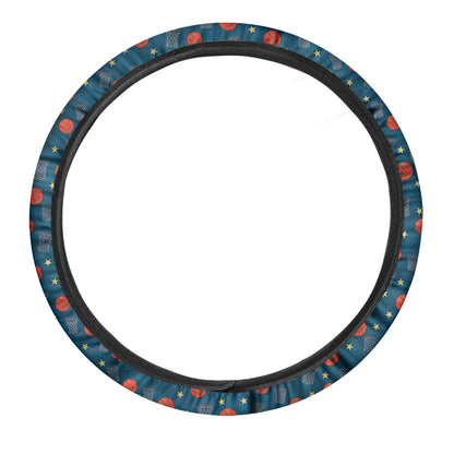 Basketball Theme Pattern Print Car Steering Wheel Cover