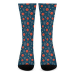 Basketball Theme Pattern Print Crew Socks