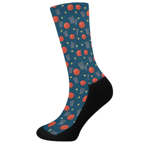 Basketball Theme Pattern Print Crew Socks