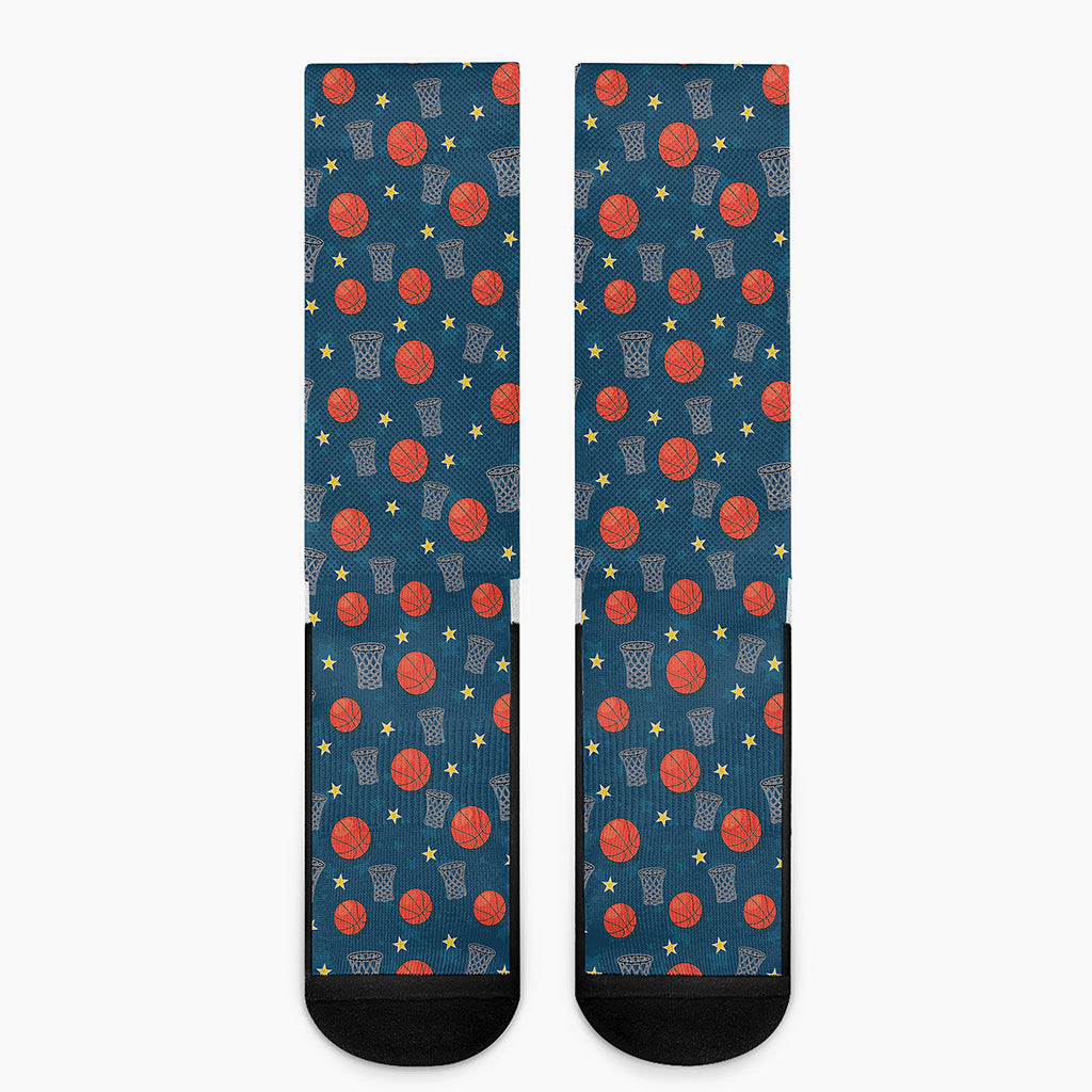 Basketball Theme Pattern Print Crew Socks