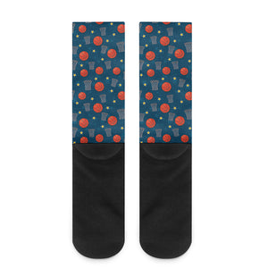 Basketball Theme Pattern Print Crew Socks