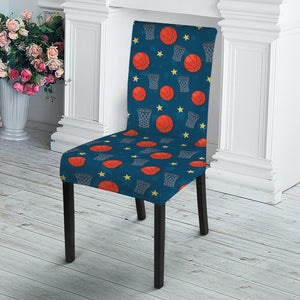 Basketball Theme Pattern Print Dining Chair Slipcover