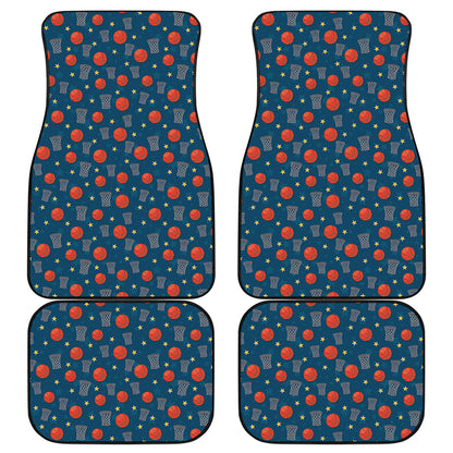 Basketball Theme Pattern Print Front and Back Car Floor Mats