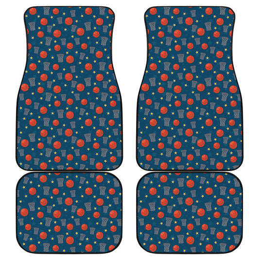 Basketball Theme Pattern Print Front and Back Car Floor Mats
