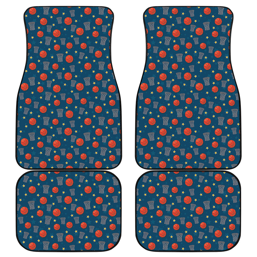 Basketball Theme Pattern Print Front and Back Car Floor Mats