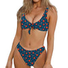 Basketball Theme Pattern Print Front Bow Tie Bikini