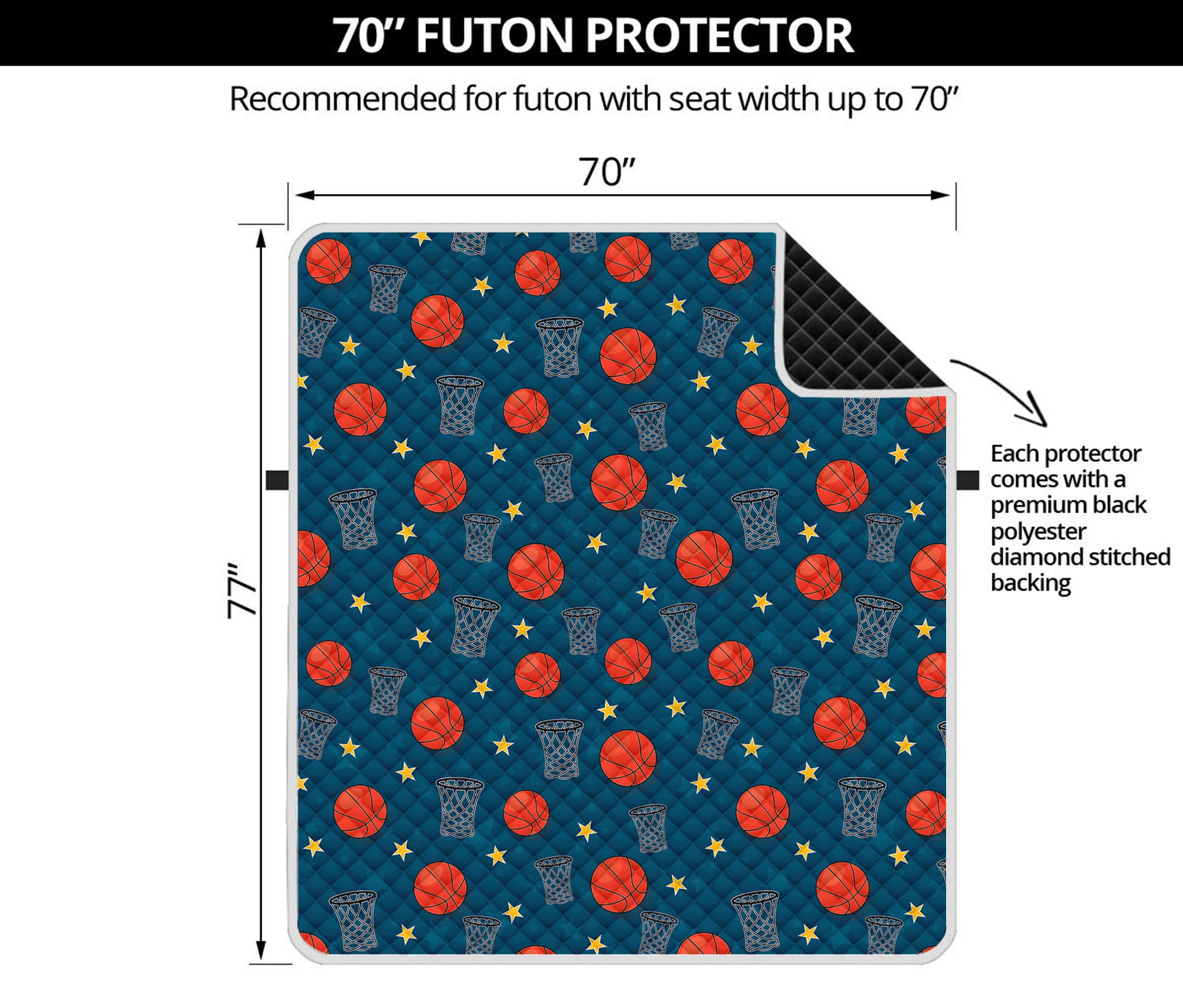 Basketball Theme Pattern Print Futon Protector