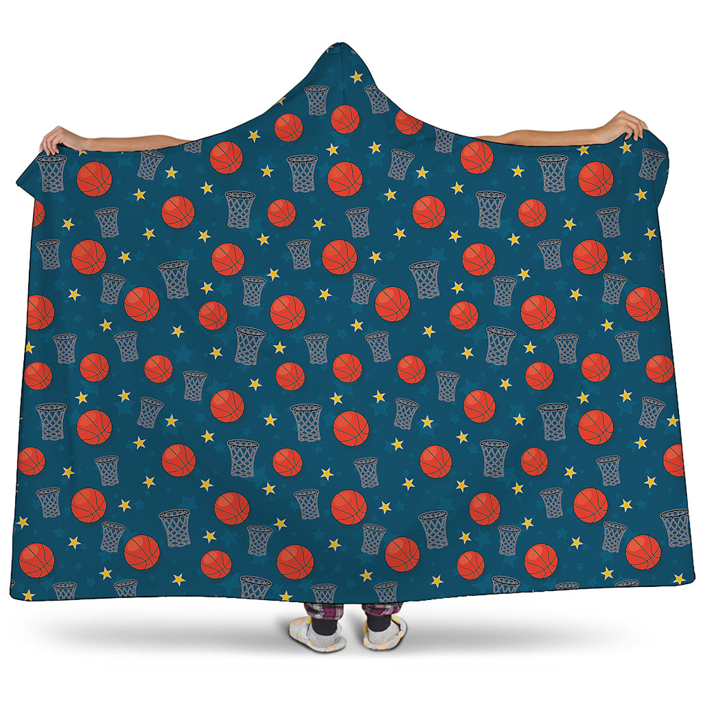 Basketball Theme Pattern Print Hooded Blanket