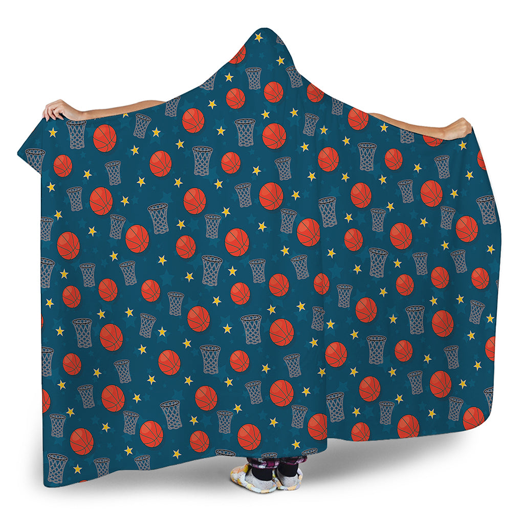 Basketball Theme Pattern Print Hooded Blanket