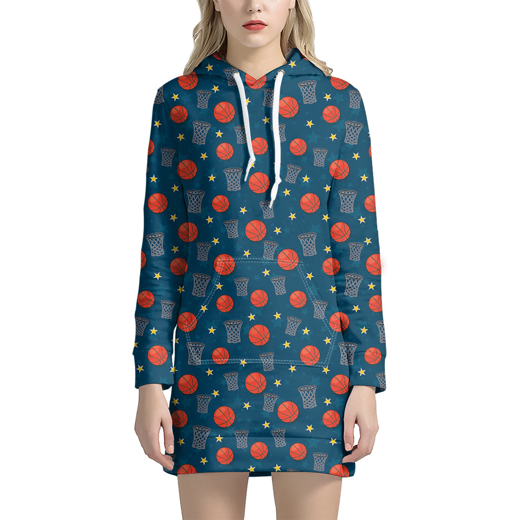 Basketball Theme Pattern Print Hoodie Dress