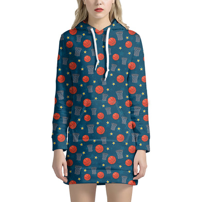 Basketball Theme Pattern Print Hoodie Dress
