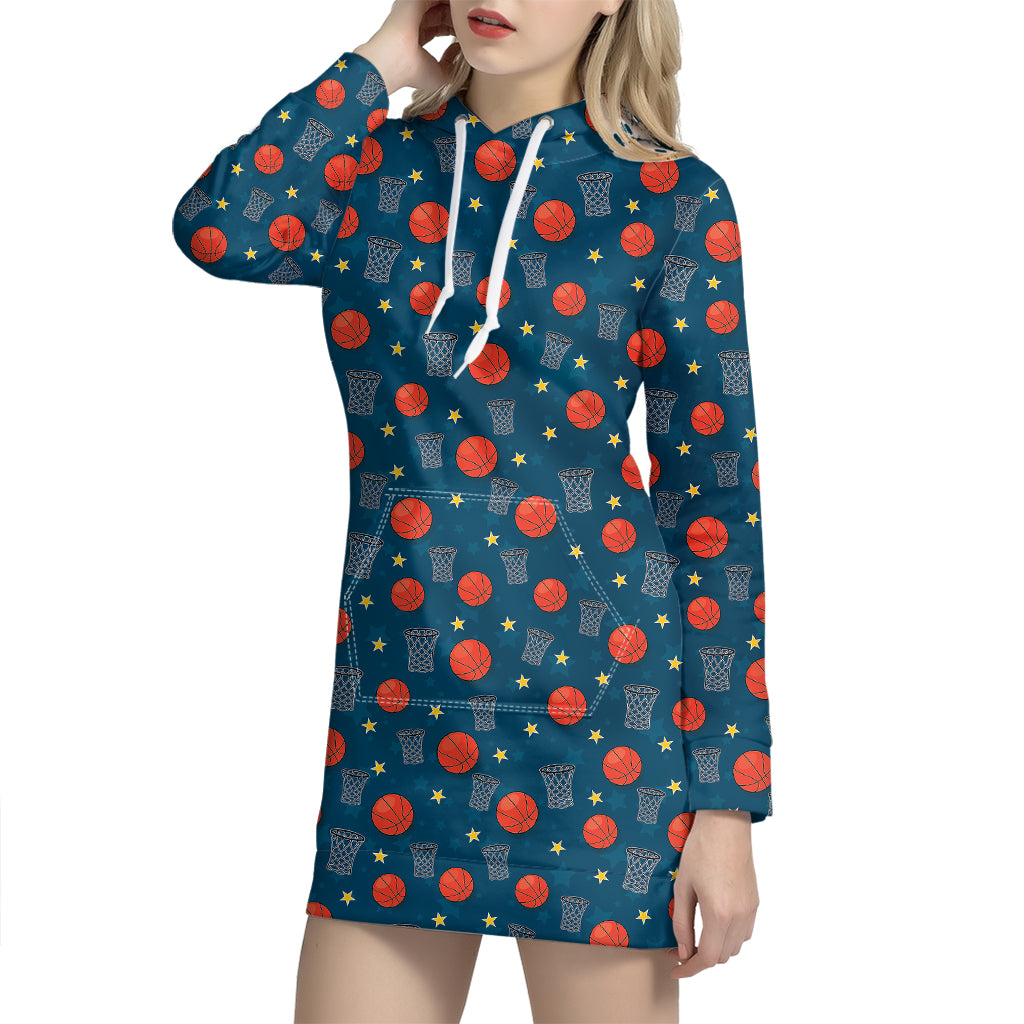 Basketball Theme Pattern Print Hoodie Dress
