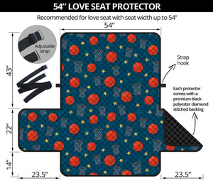 Basketball Theme Pattern Print Loveseat Protector