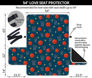 Basketball Theme Pattern Print Loveseat Protector