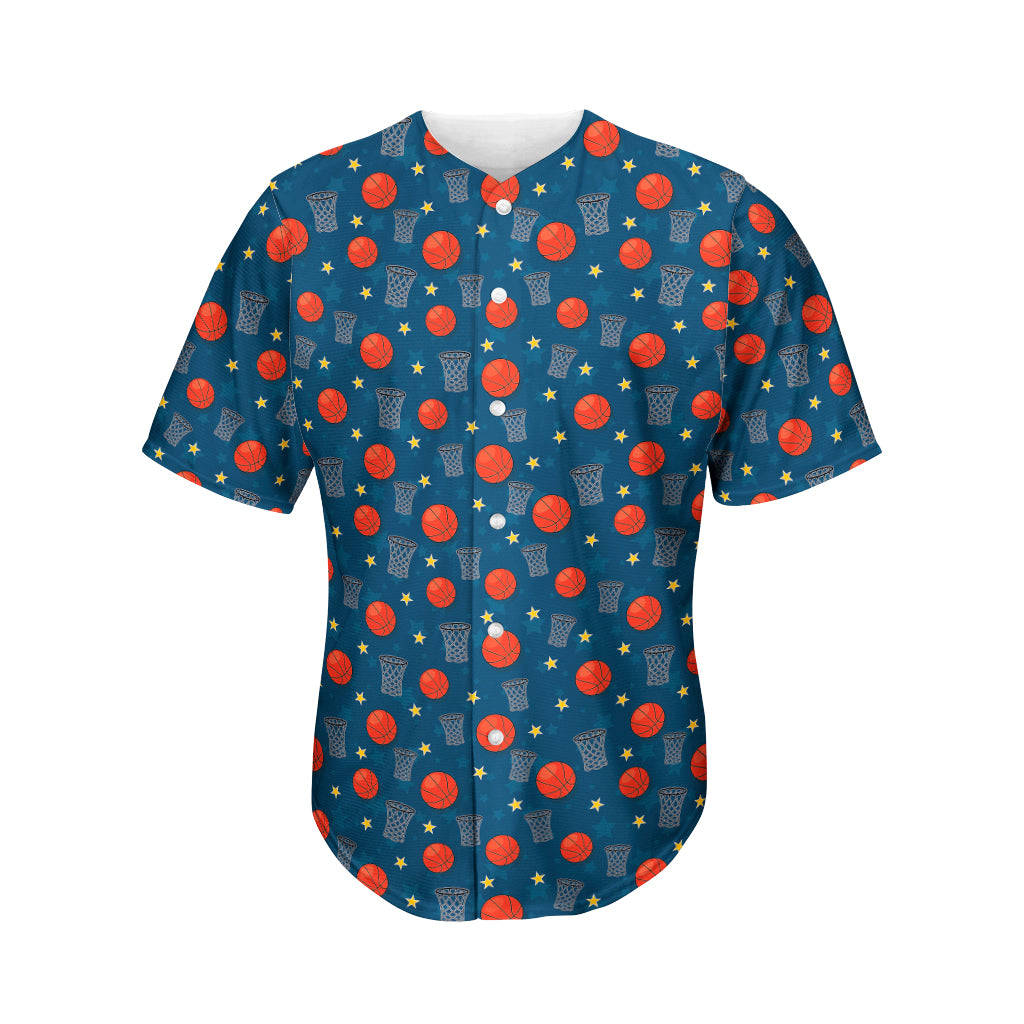 Basketball Theme Pattern Print Men's Baseball Jersey