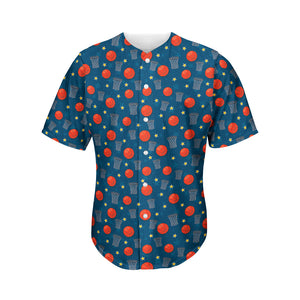 Basketball Theme Pattern Print Men's Baseball Jersey