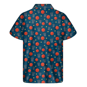 Basketball Theme Pattern Print Men's Short Sleeve Shirt