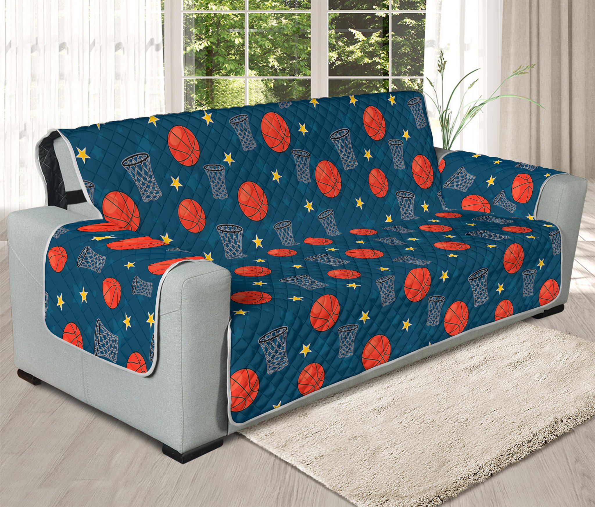 Basketball Theme Pattern Print Oversized Sofa Protector