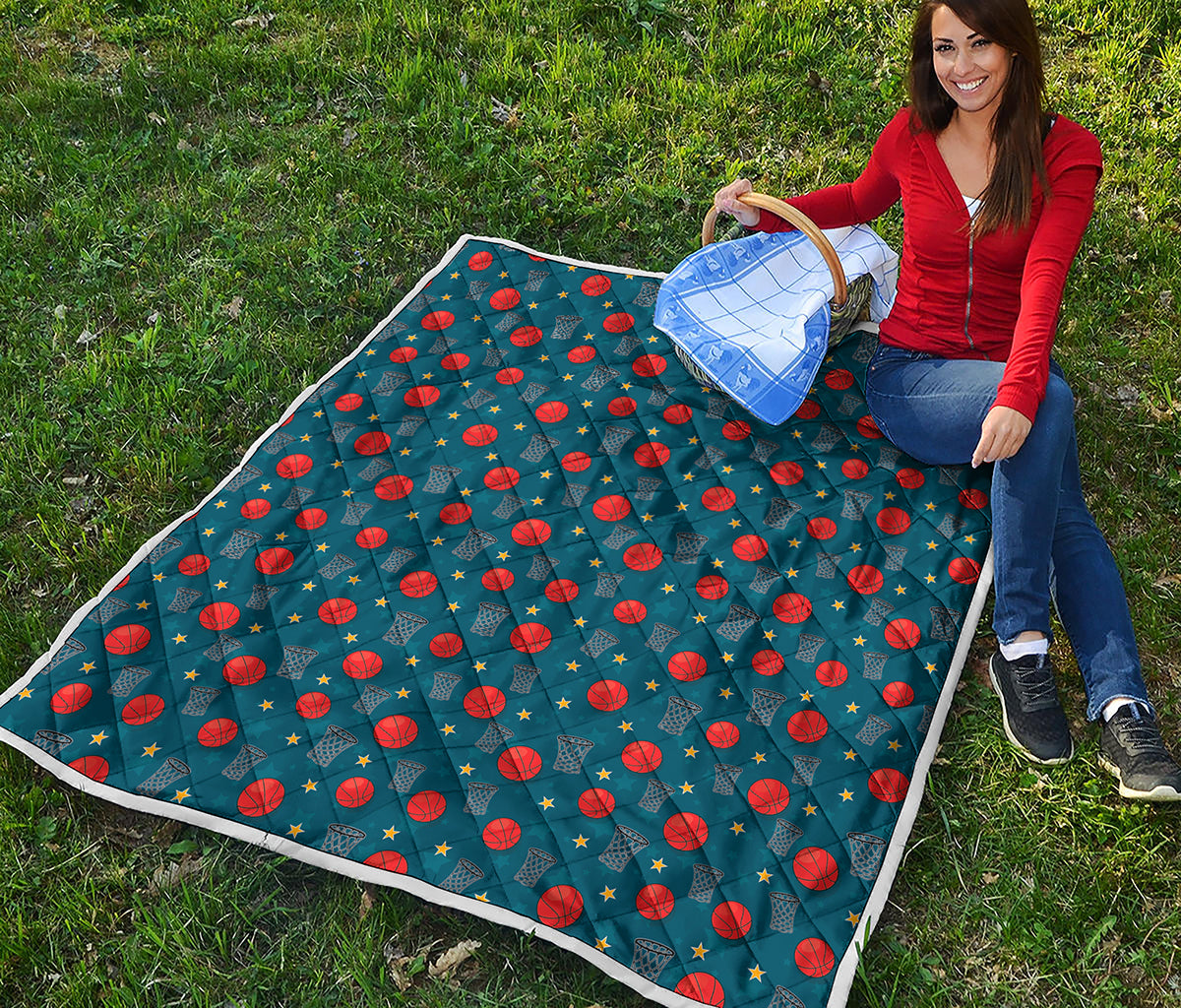 Basketball Theme Pattern Print Quilt