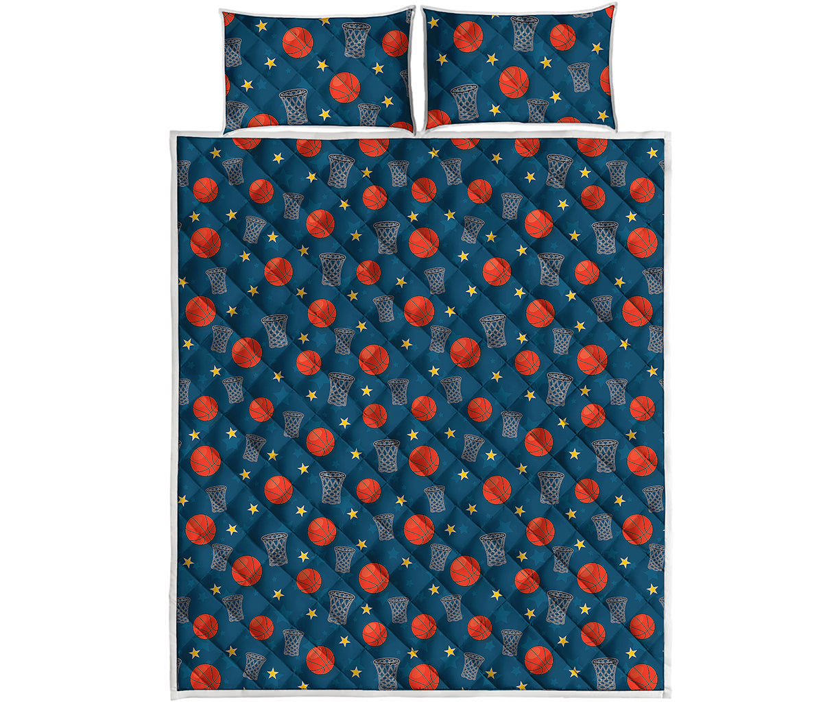 Basketball Theme Pattern Print Quilt Bed Set