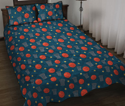 Basketball Theme Pattern Print Quilt Bed Set