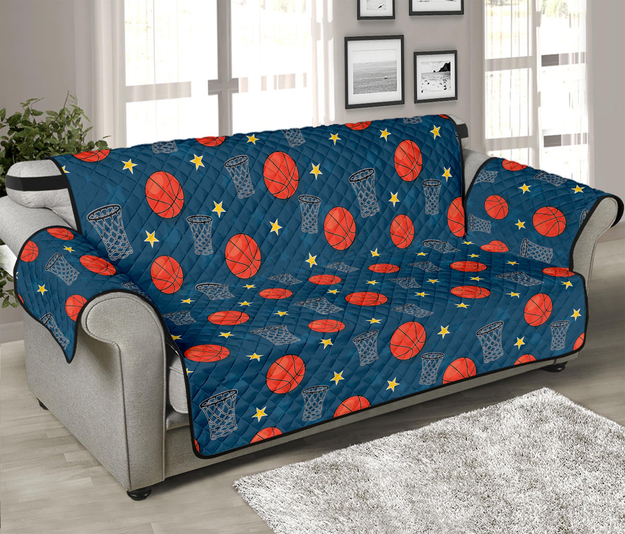 Basketball Theme Pattern Print Sofa Protector