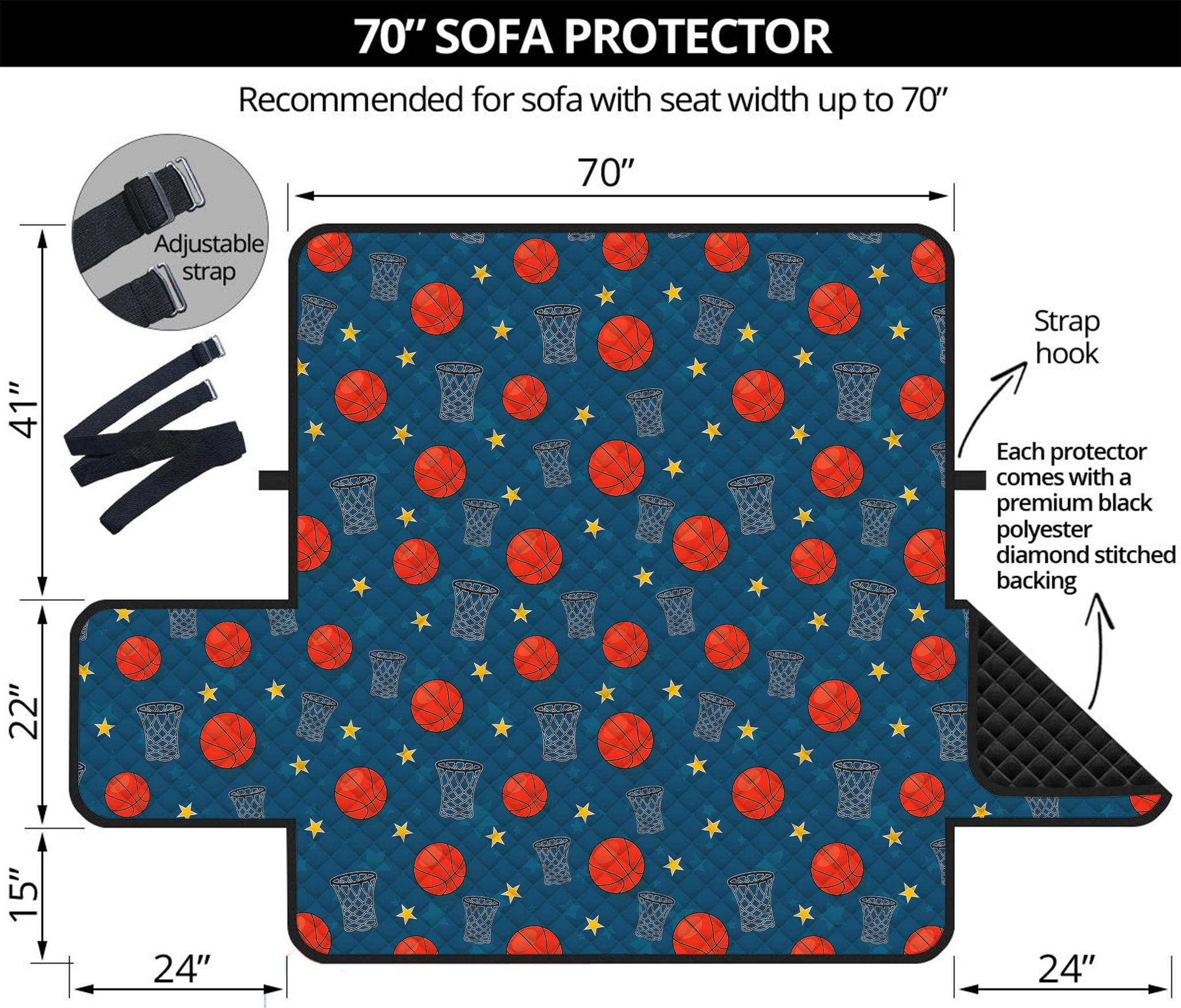 Basketball Theme Pattern Print Sofa Protector