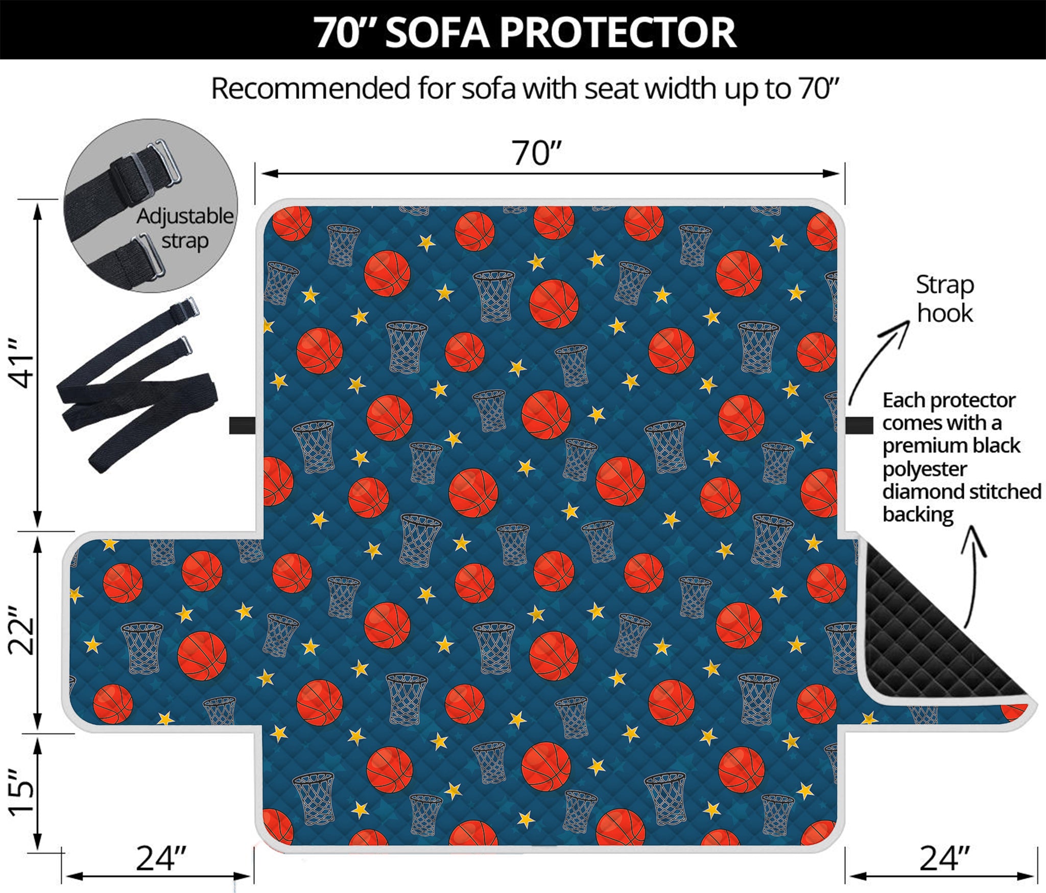 Basketball Theme Pattern Print Sofa Protector