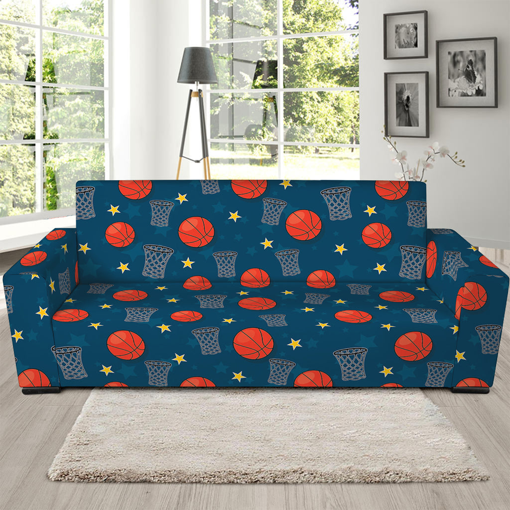 Basketball Theme Pattern Print Sofa Slipcover