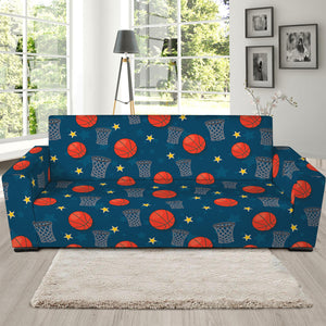 Basketball Theme Pattern Print Sofa Slipcover