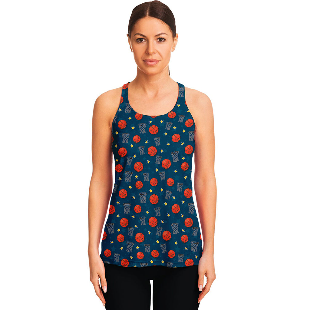 Basketball Theme Pattern Print Women's Racerback Tank Top