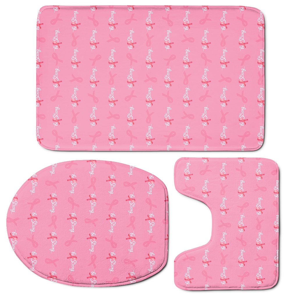 Be Strong Breast Cancer Pattern Print 3 Piece Bath Mat Set
