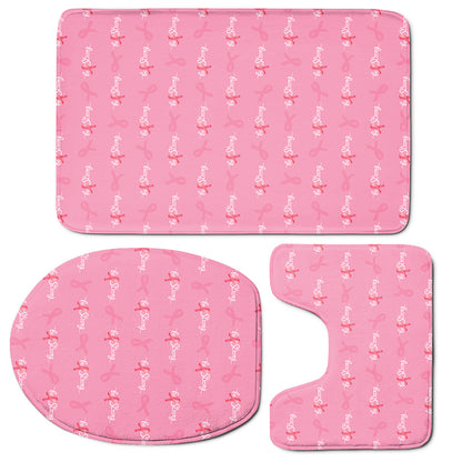 Be Strong Breast Cancer Pattern Print 3 Piece Bath Mat Set