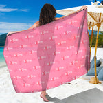 Be Strong Breast Cancer Pattern Print Beach Sarong Wrap