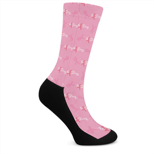 Be Strong Breast Cancer Pattern Print Crew Socks