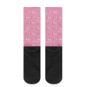 Be Strong Breast Cancer Pattern Print Crew Socks