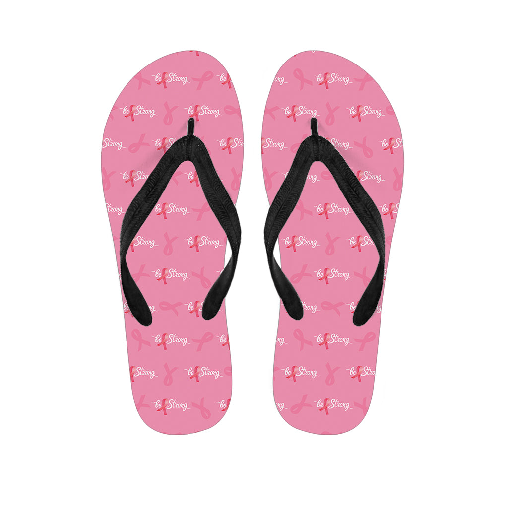 Be Strong Breast Cancer Pattern Print Flip Flops