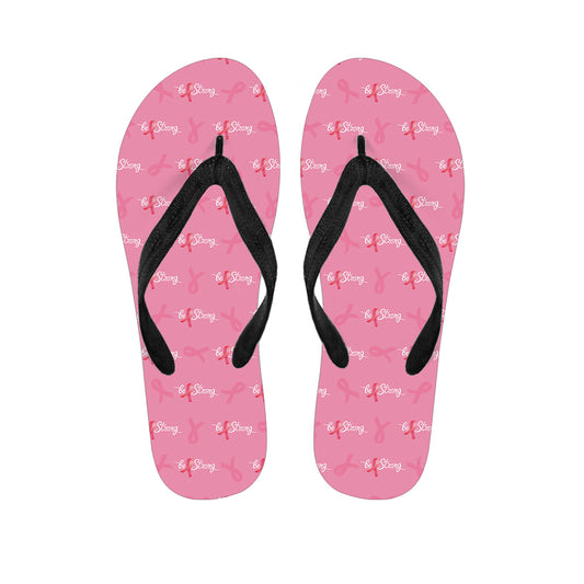 Be Strong Breast Cancer Pattern Print Flip Flops