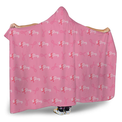 Be Strong Breast Cancer Pattern Print Hooded Blanket