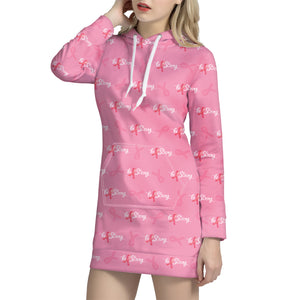 Be Strong Breast Cancer Pattern Print Hoodie Dress