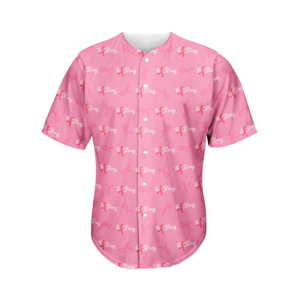 Be Strong Breast Cancer Pattern Print Men's Baseball Jersey