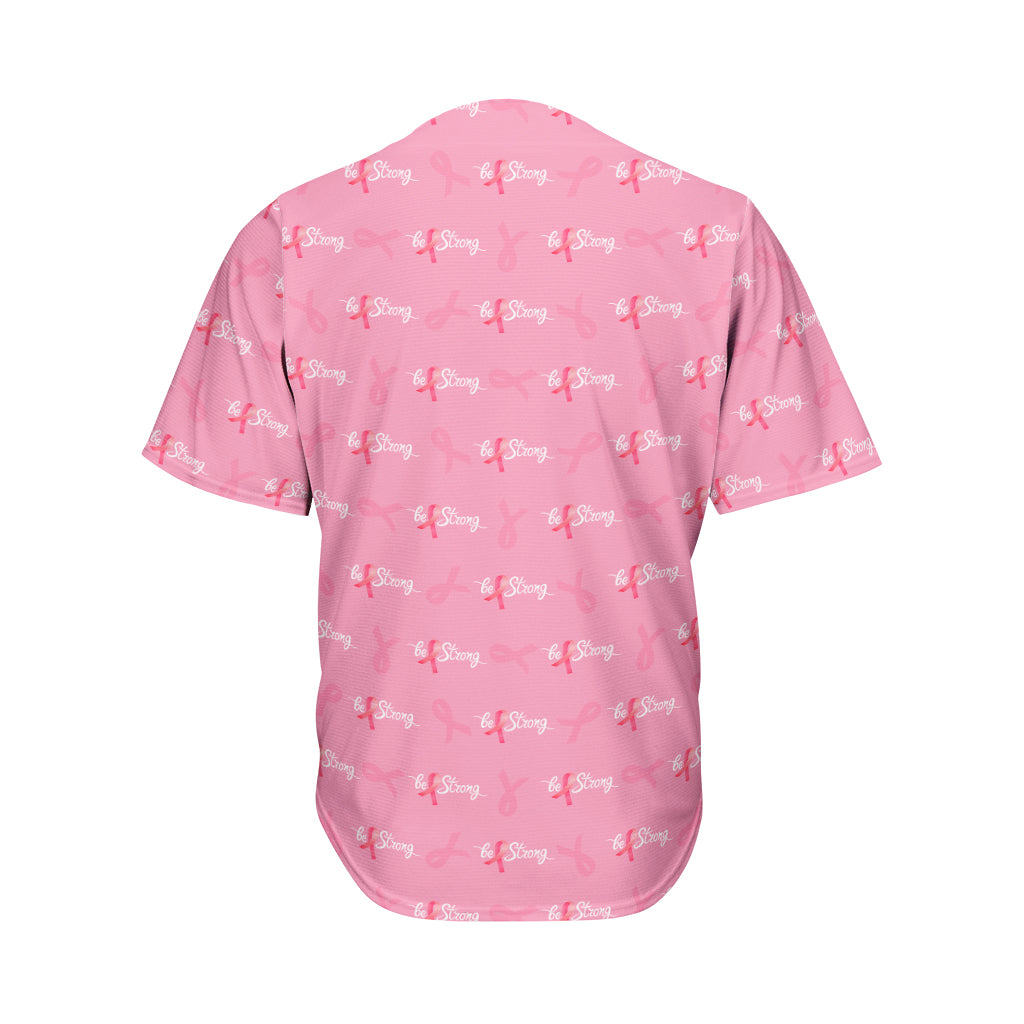 Be Strong Breast Cancer Pattern Print Men's Baseball Jersey